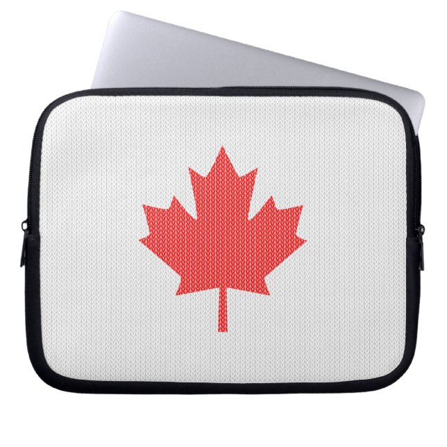 Knit Style Maple Leaf Knitting Motif Laptop Sleeve (Voorkant)
