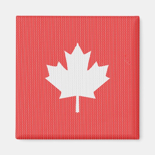 Knit Style Maple Leaf Knitting Motif Magneet (Voorkant)