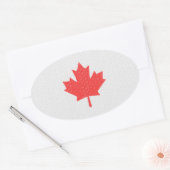 Knit Style Maple Leaf Knitting Motif Ovale Sticker (Envelop)