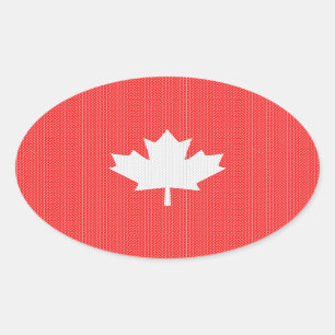 Knit Style Maple Leaf Knitting Motif Ovale Sticker