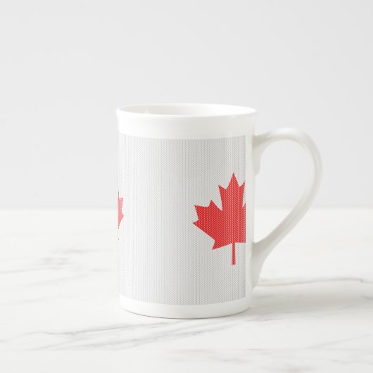 Knit Style Maple Leaf Knitting Motif Porselein Kop (Rechts)
