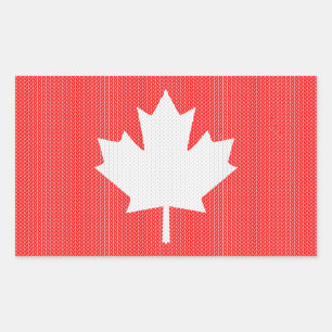 Knit Style Maple Leaf Knitting Motif Rechthoekige Sticker
