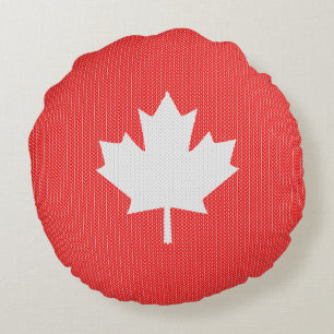Knit Style Maple Leaf Knitting Motif Rond Kussen