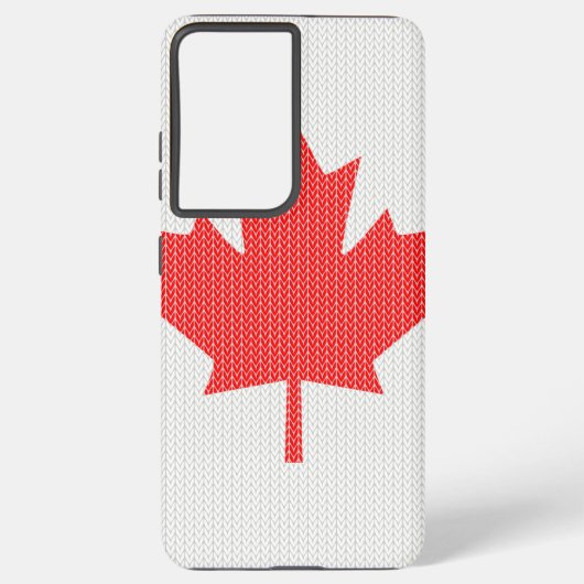 Knit Style Maple Leaf Knitting Motif Samsung Galaxy Hoesje (Achterkant)