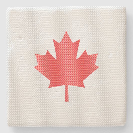 Knit Style Maple Leaf Knitting Motif Stenen Onderzetter (Voorkant)
