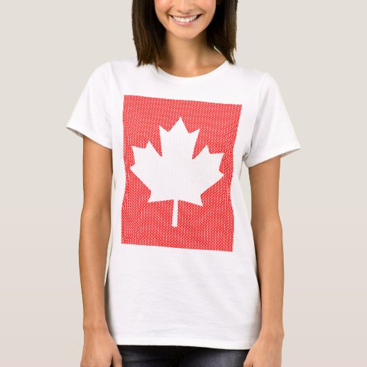 Knit Style Maple Leaf Knitting Motif T-shirt (Voorkant)
