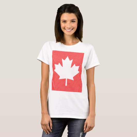 Knit Style Maple Leaf Knitting Motif T-shirt (Voorkant volledig)
