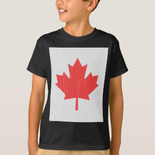 Knit Style Maple Leaf Knitting Motif T-shirt