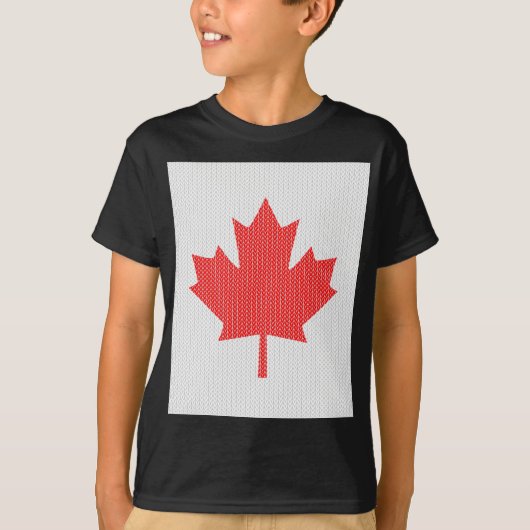 Knit Style Maple Leaf Knitting Motif T-shirt (Voorkant)
