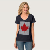 Knit Style Maple Leaf Knitting Motif T-shirt (Voorkant volledig)