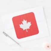 Knit Style Maple Leaf Knitting Motif Vierkante Sticker (Envelop)