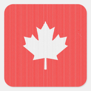 Knit Style Maple Leaf Knitting Motif Vierkante Sticker