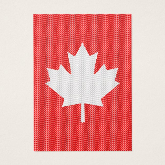 Knit Style Maple Leaf Knitting Motif Visitekaartje (Voorkant)