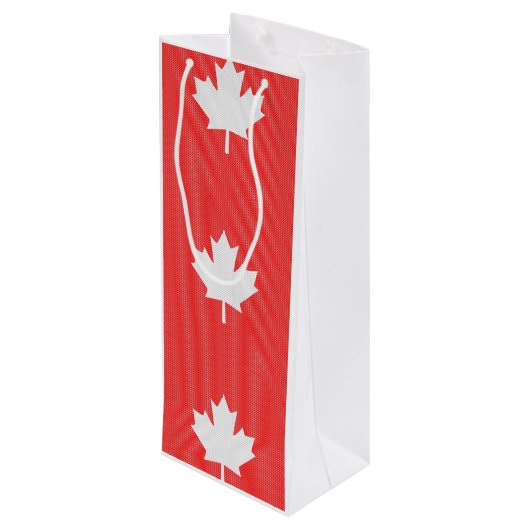 Knit Style Maple Leaf Knitting Motif Wijn Cadeautas (Achterkant Gekanteld)