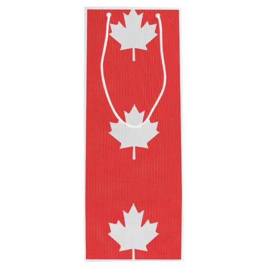 Knit Style Maple Leaf Knitting Motif Wijn Cadeautas (Achterkant)