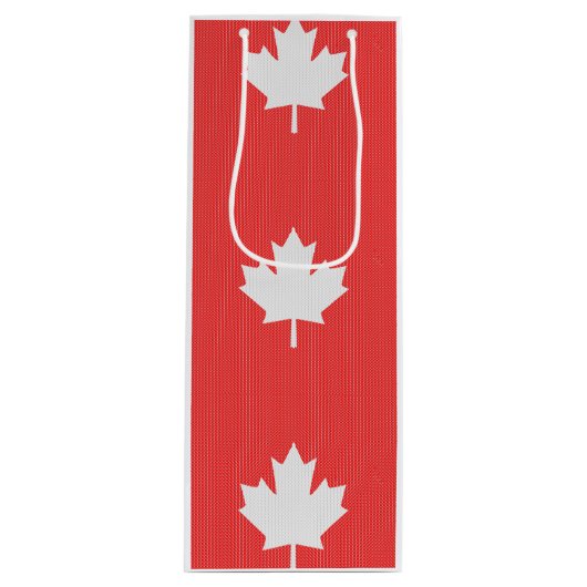 Knit Style Maple Leaf Knitting Motif Wijn Cadeautas (Voorkant)