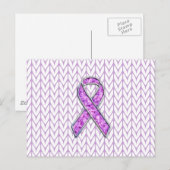 Knit voor kristalvormig roze lint briefkaart (Voorkant / Achterkant)