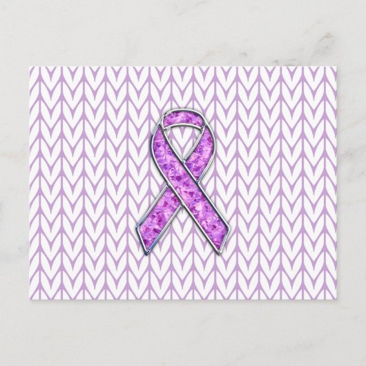 Knit voor kristalvormig roze lint briefkaart (Voorkant)