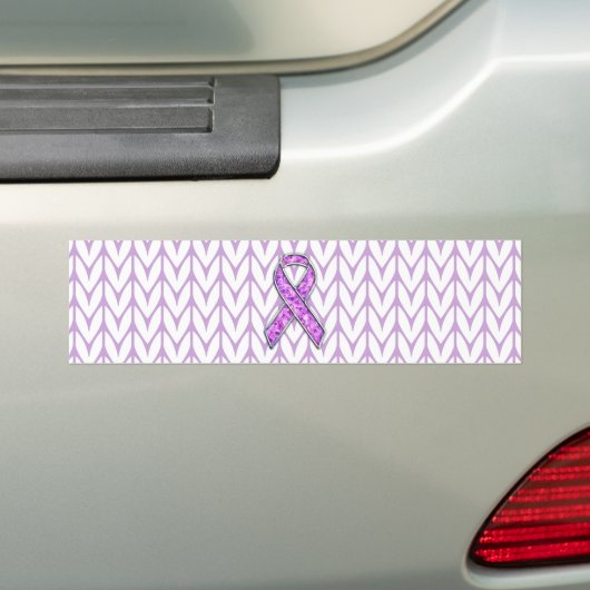 Knit voor kristalvormig roze lint bumpersticker (Op auto)