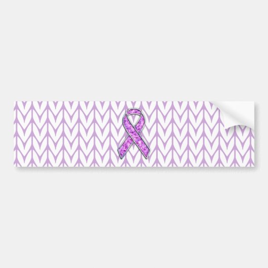 Knit voor kristalvormig roze lint bumpersticker (Voorkant)
