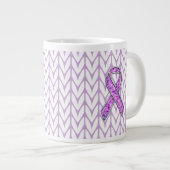 Knit voor kristalvormig roze lint grote koffiekop (Voorkant rechts)