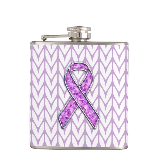 Knit voor kristalvormig roze lint heupfles (Voorkant)