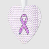 Knit voor kristalvormig roze lint ornament (voorkant)