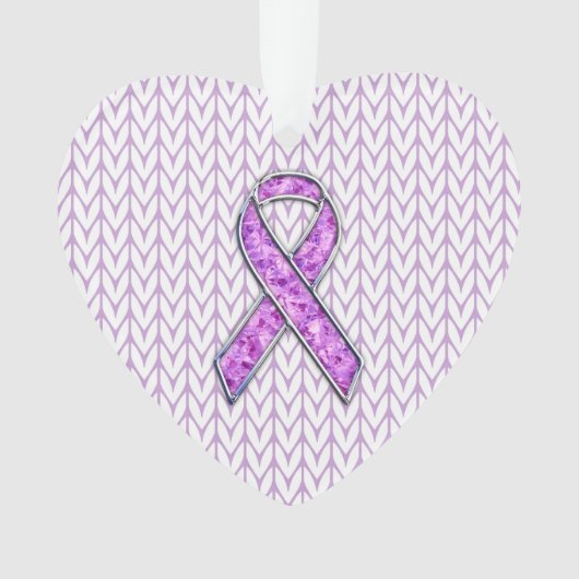 Knit voor kristalvormig roze lint ornament (voorkant)