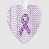 Knit voor kristalvormig roze lint ornament (voorkant)