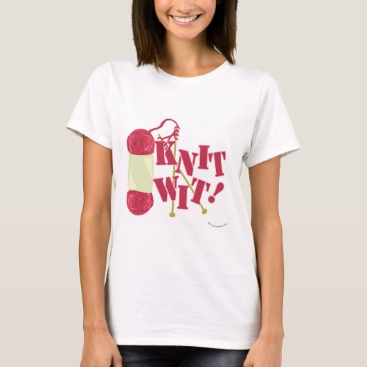 Knit Wit Funny Knitter Hobby Cartoon Design T-shirt (Voorkant)