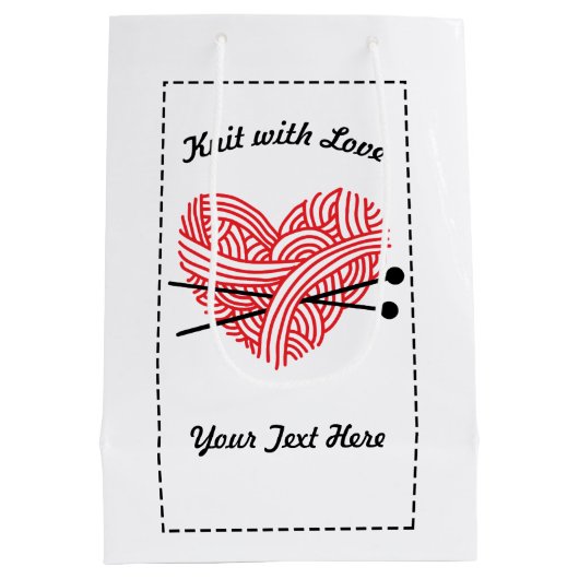 "Knit with Love" Yarn Heart Medium Cadeauzakje (Achterkant)