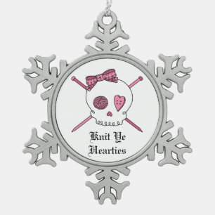 Knit Ye Hearties - Hudel- en keelnaalden (roze) Tin Sneeuwvlok Ornament