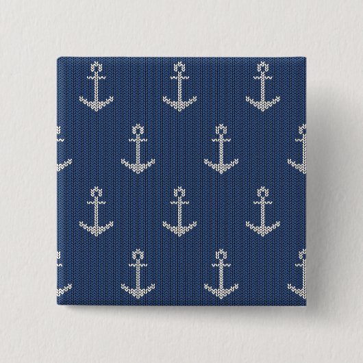 Knit Zee Anchor Vierkante Button 5,1 Cm (Voorkant)