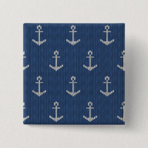 Knit Zee Anchor Vierkante Button 5,1 Cm