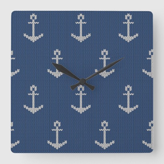 Knit Zee Anchor Vierkante Klok (Voorkant)