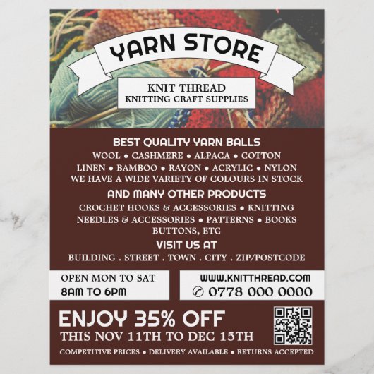Knitingbundel, Knitting Store, Garn Store Flyer (Voorkant)