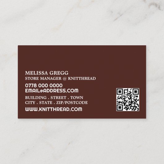 Knitingbundel, Knitting Store, Garn Store Visitekaartje (Achterkant)