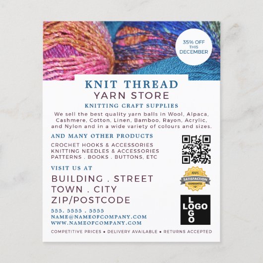 Knitingbundels, Knitting Store, Garnenwinkel Flyer (Voorkant)