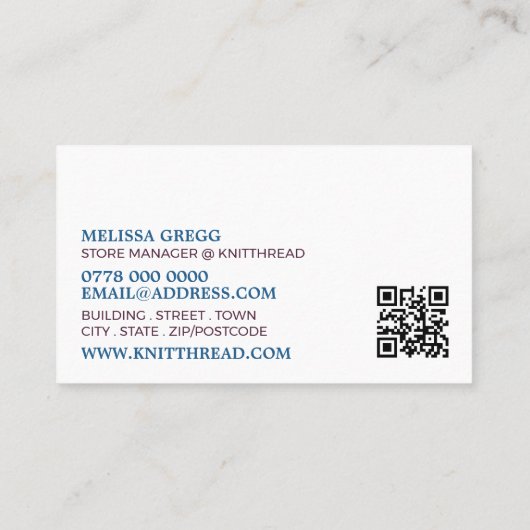 Knitingbundels, Knitting Store, Garnenwinkel Visitekaartje (Achterkant)