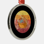 Knitingmandje met wol metalen ornament (Rechts)