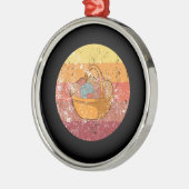 Knitingmandje met wol metalen ornament (Links)