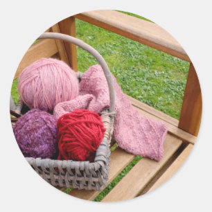 Knitingmandje Ronde Sticker