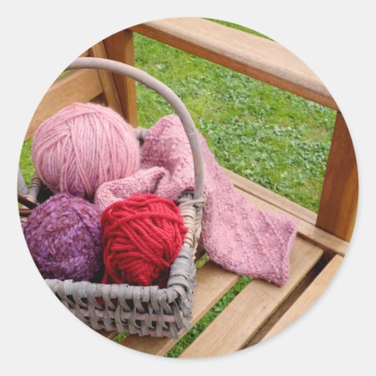 Knitingmandje Ronde Sticker (Voorkant)