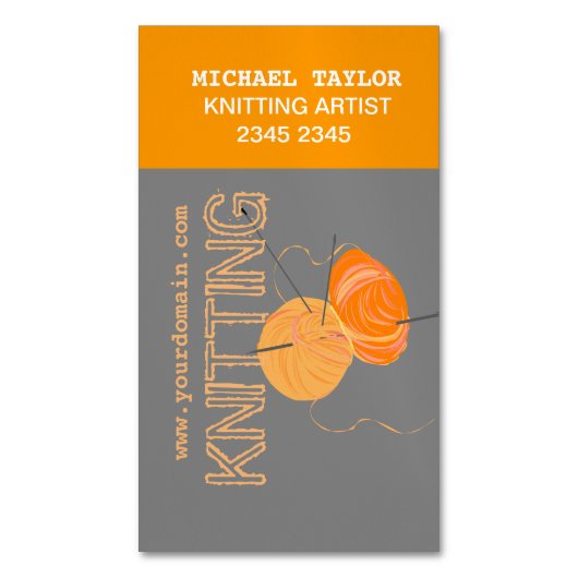 Knits Knitting Needles and Yarn Craft Artist Visitekaartje Magneet (Voorkant Verticaal)
