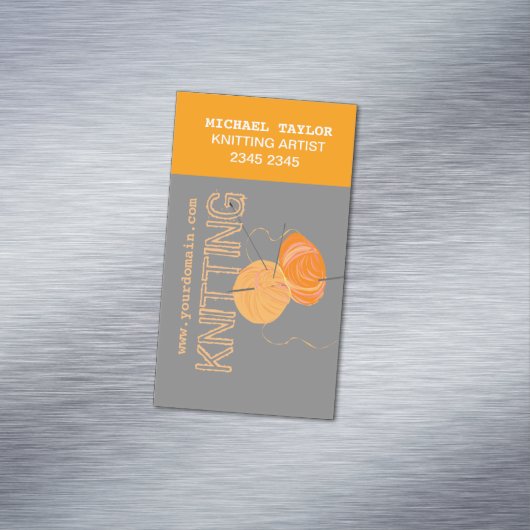 Knits Knitting Needles and Yarn Craft Artist Visitekaartje Magneet (Voorbeeld)