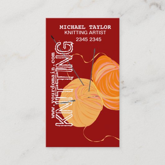 Knits Knitting Needles Crafts Yarn Balls Visitekaartje (Voorkant)