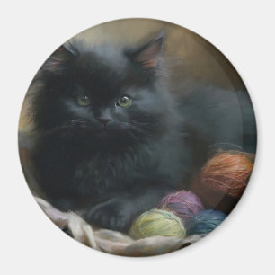 Knitt Companion Black Kitten met Yarn Magneet
