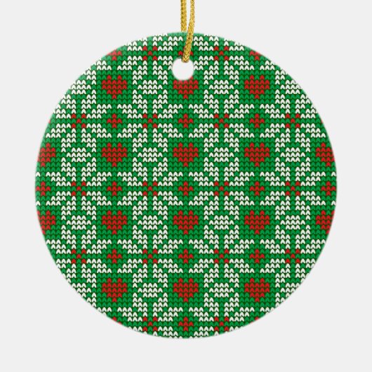Knitted Christmas pattern Keramisch Ornament (Voorkant)