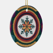 Knitted Fall Leaf Snowflake Pattern Christmas  Keramisch Ornament (Rechts)