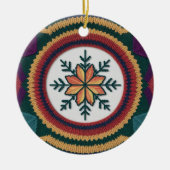 Knitted Fall Leaf Snowflake Pattern Christmas  Keramisch Ornament (Voorkant)